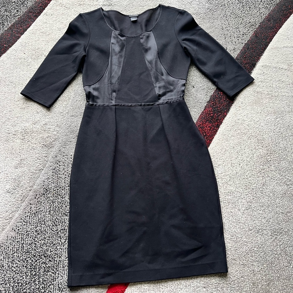 Club Monaco Black Silk Satin Sheath Dress